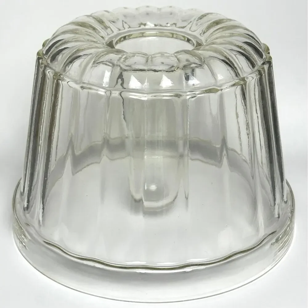Vintage 1930s clear bundt jello cake mold Schott Jenaer Glas Borosilica Germany